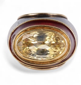 18k Gold 925 Silver 9 Carat Yellow Sapphire Ring