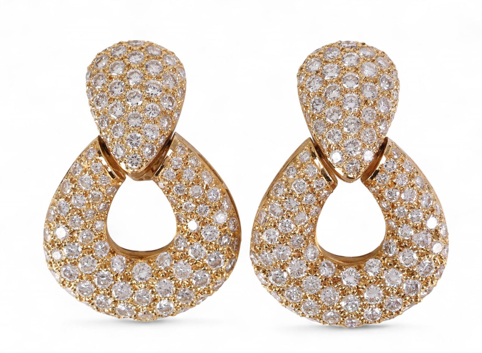 18k Gold 8 CT TW Diamond Door Knocker Earrings (1 of 7)