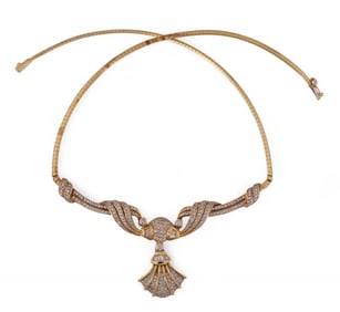 14k Gold 1.74 CTTW Diamond Statement Necklace 25g