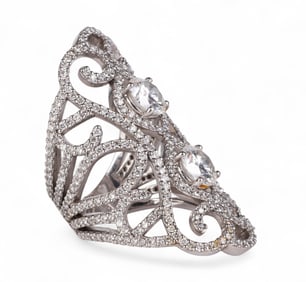 18k White Gold 4.2 CT TW Et Toi Moi Diamond Ring