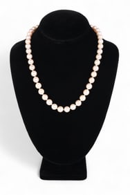 18k White Gold 1 CT TW 9mm Akoya Pearl Necklace