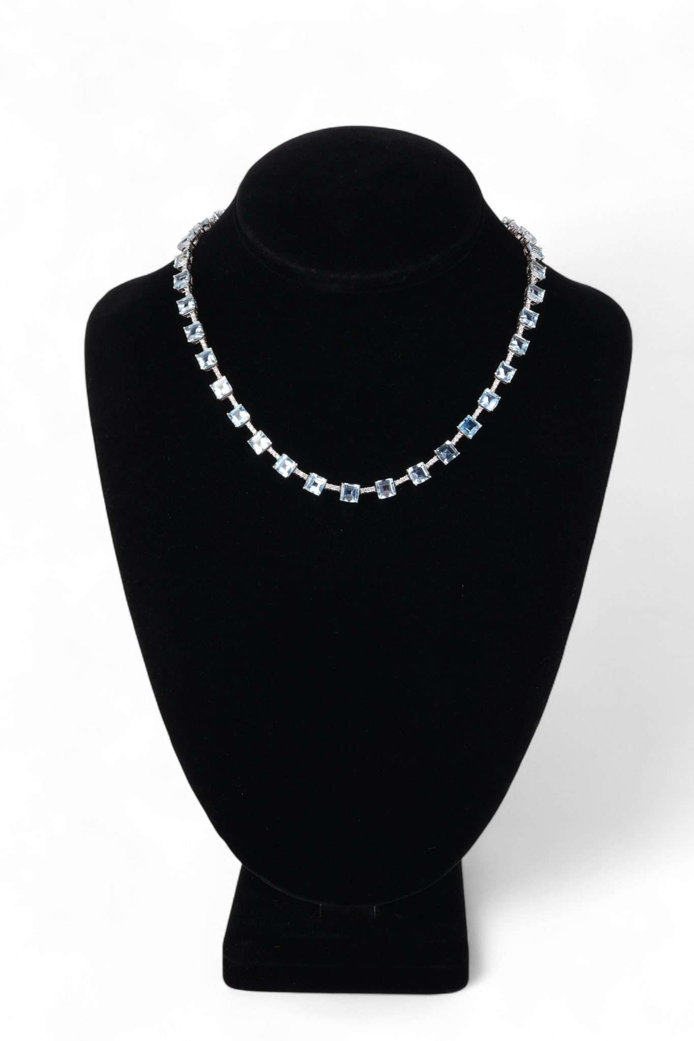 18k White Gold 51 CTTW Aquamarine Diamond Necklace (1 of 8)