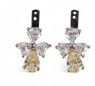 18k Gold 5 CT TW Yellow Diamond Earring Enhancers