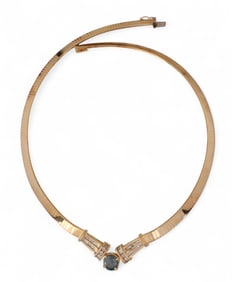 14k Gold 3.99 CT TW Diamond Collar Necklace 39.8g