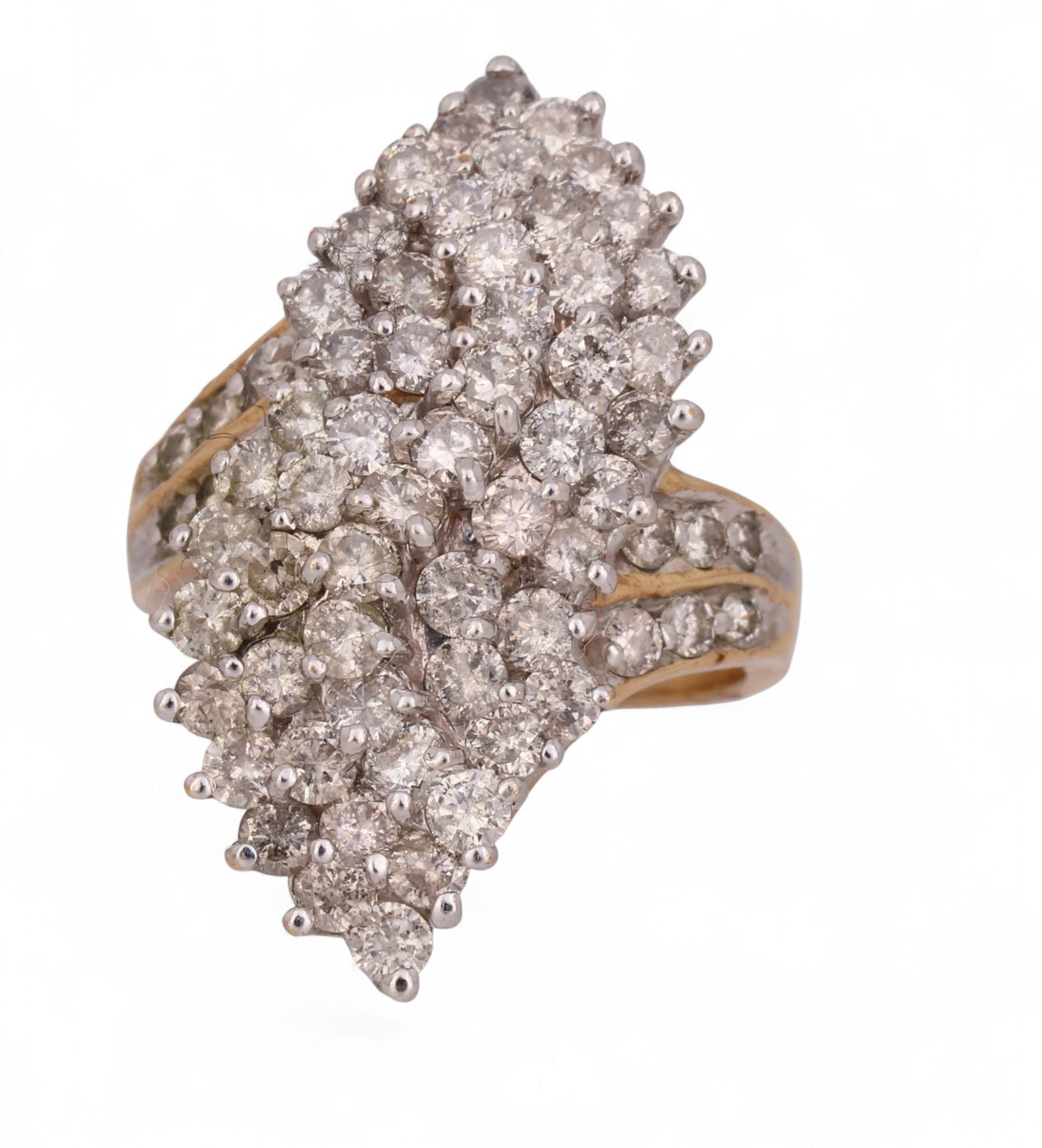 10k Gold 3.00 Carat TW Diamond Cluster Ring Sz 6.5 (1 of 7)