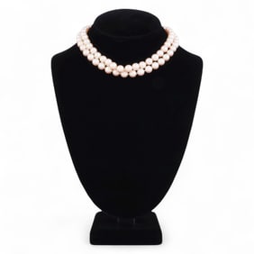 14k White Gold 28.5" Diamond Akoya Pearl Necklace