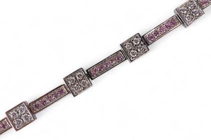 14k White Gold 2.6 CT TW Diamond Sapphire Bracelet