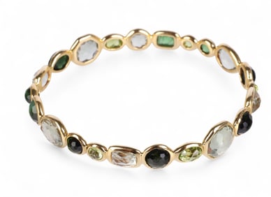 Ippolita 18k Gold Gemstone Set Bangle Bracelet 20g