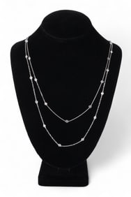 14k White Gold 3 CTTW Diamond By The Yard Necklace