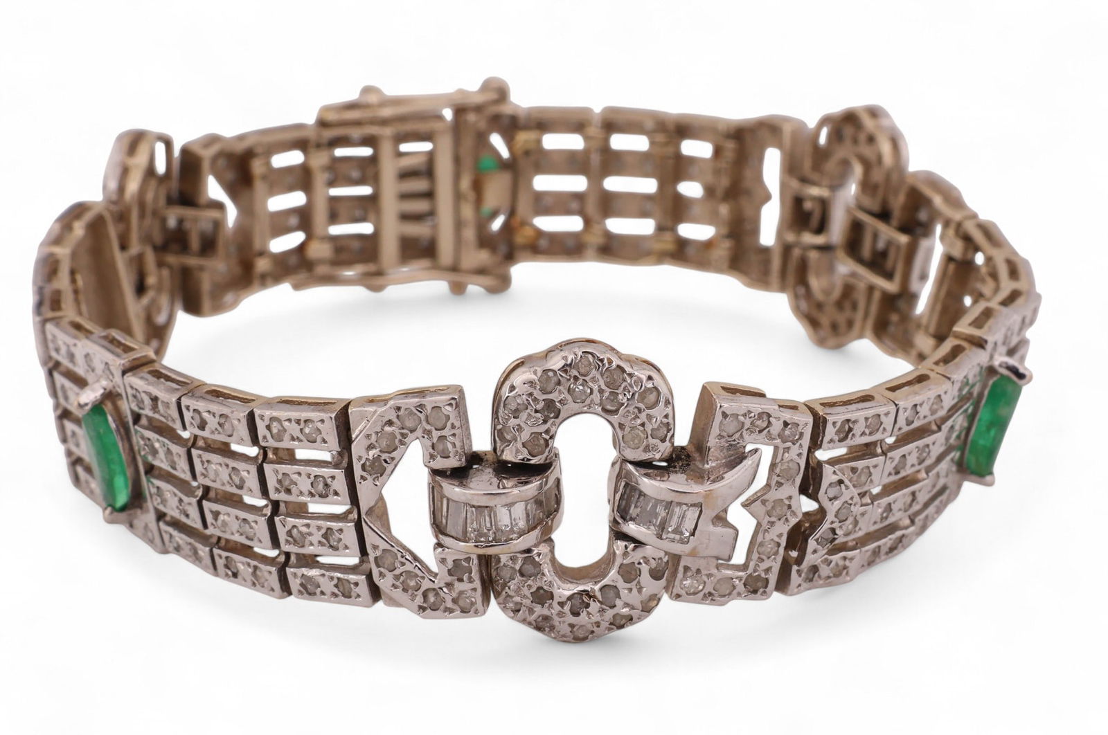 14k White Gold 4.15 CT TW Diamond Emerald Bracelet (1 of 6)