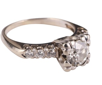 14k White Gold 1 CT TW Diamond Engagement Ring Sz5