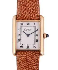 Cartier 18k Gold Tank Plaque Swiss Wristwatch