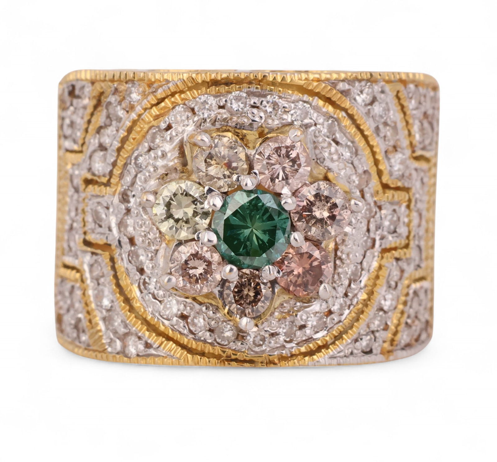 18k Gold 1 Carat TW Fancy Color Diamond Ring Sz 7 (1 of 8)