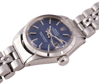 Rolex Date Blue Dial 9616 Oyster Ladies Wristwatch