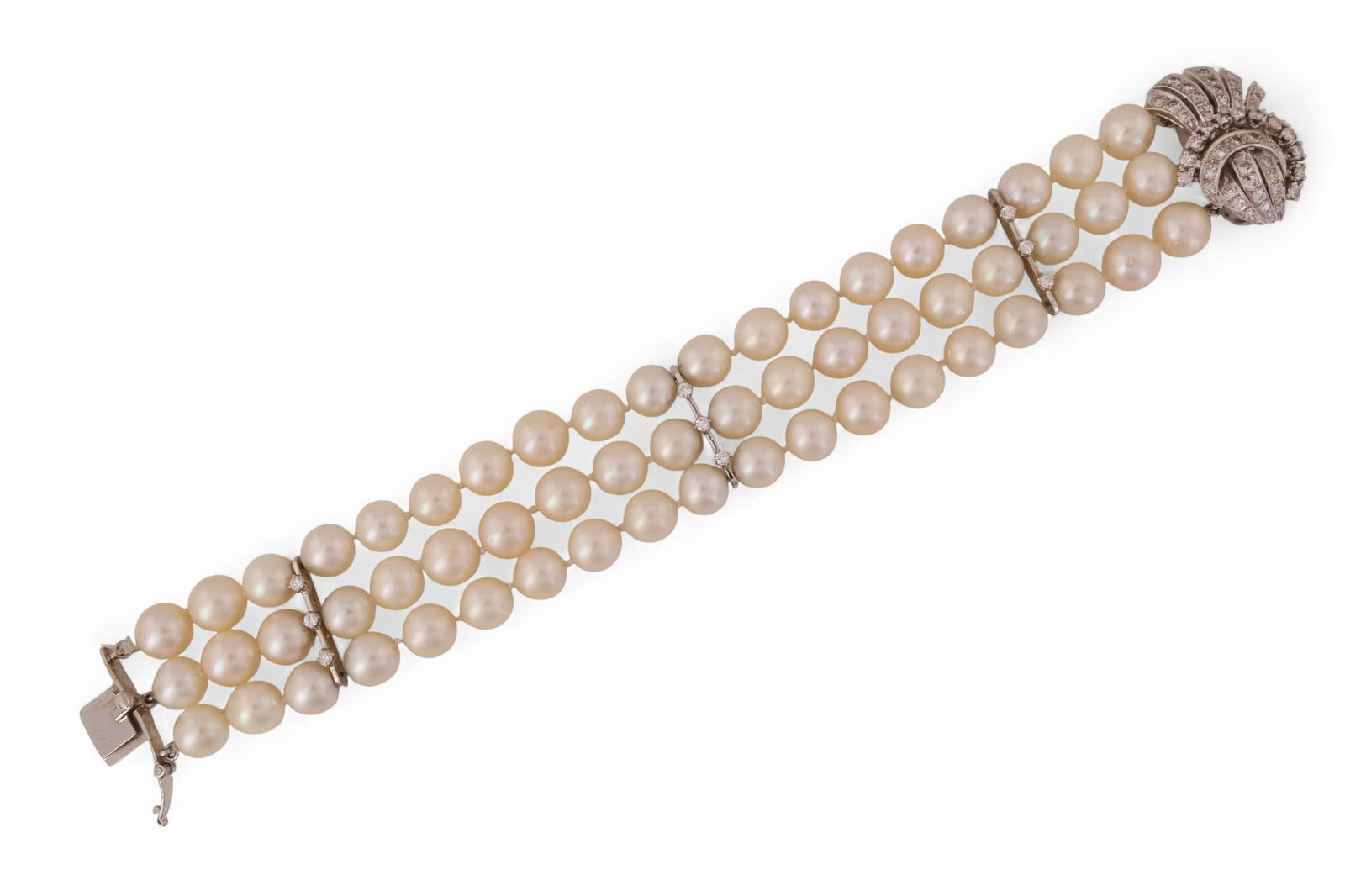 14k White Gold 1.8 CT TW Diamond Pearl Bracelet (1 of 8)