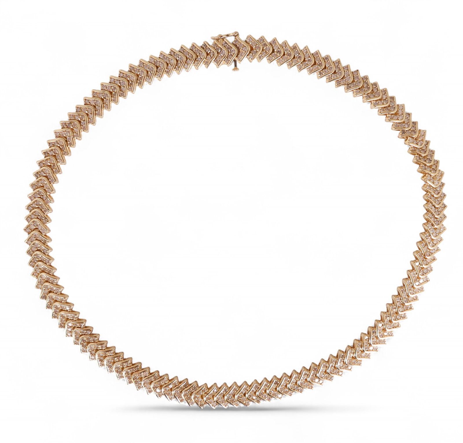 14k Gold 22 CT TW Diamond Chevron Necklace 91.8g (1 of 8)