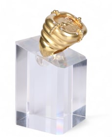 18k Gold .2 CT TW Diamond Etruscan Style Ring Sz6