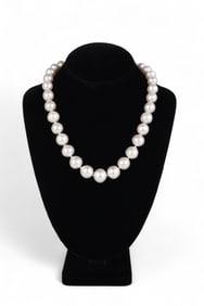 14k Gold 2 CT TW Diamond South Sea Pearl Necklace