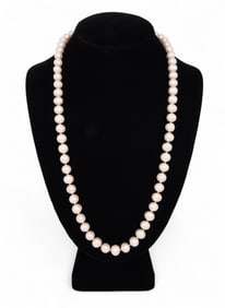 14k Gold 24" Long 8-9.5mm Cultured Pearl Necklace
