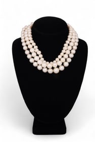 14k Gold Clasp Lot 3 Cultured Pearl Necklaces