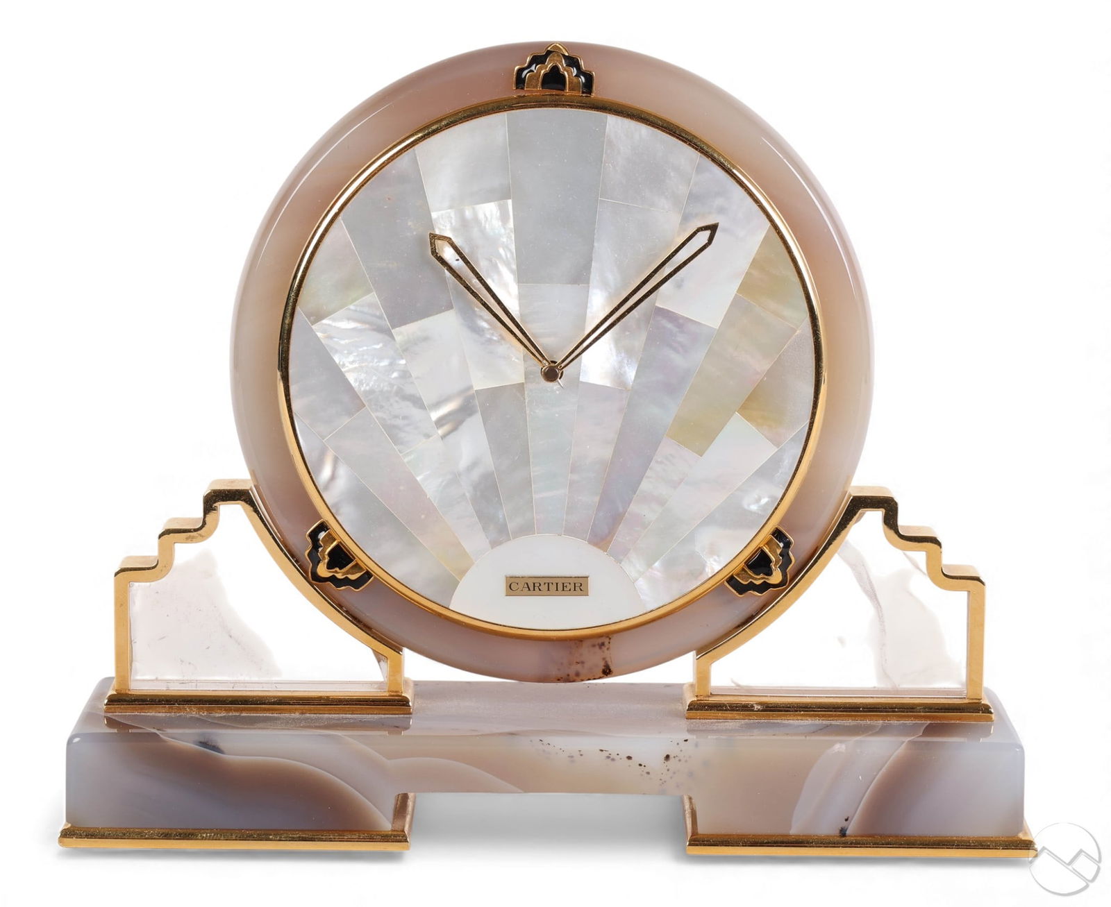Cartier Art Deco Style Mother of Pearl Agate Clock