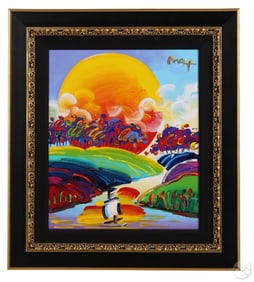 Peter Max b.1937 Without Borders Acrylic Painting