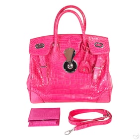 Ralph Lauren Ricky 33 Pink Crocodile Leather Bag