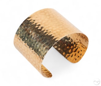 14k Yellow Gold Hammered Cuff Bracelet 40 grams