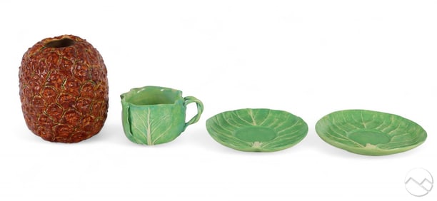 Dodie Thayer Lettuce Cup Saucers & Pineapple Vase