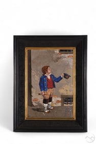 19C. Italian Pietra Dura Boy with Cap Panel FRAMED