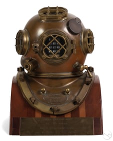 Vintage Brass US Navy Mark V Dive Helmet Telephone