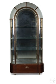 Art Deco Dome Glass Brass Etagere Curio Cabinet