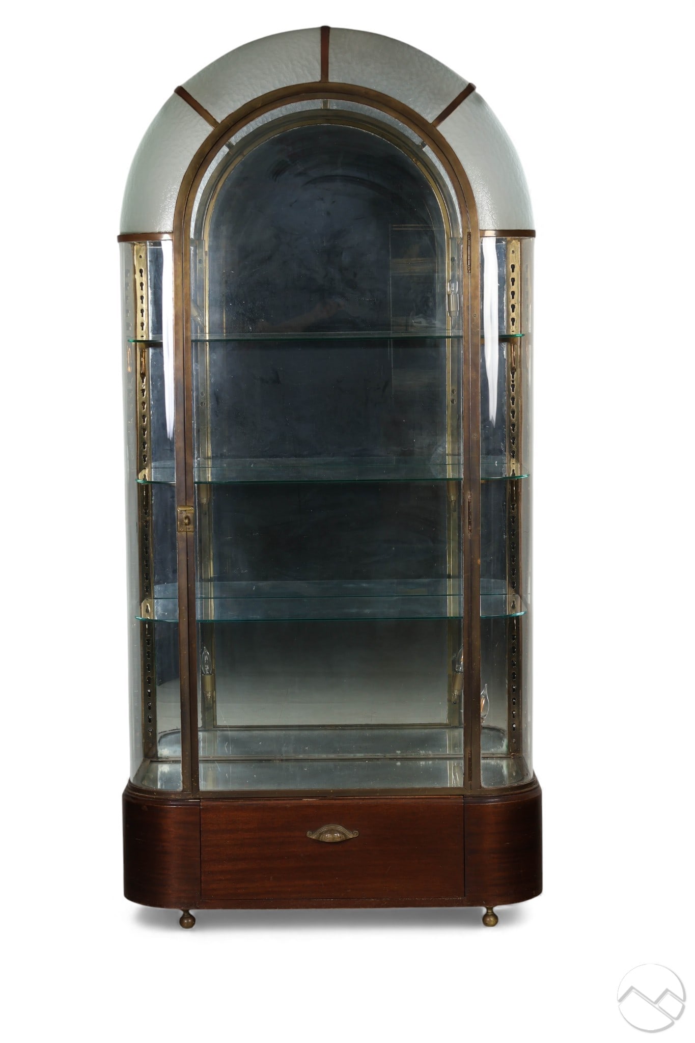 Art Deco Dome Glass Brass Etagere Curio Cabinet (1 of 14)