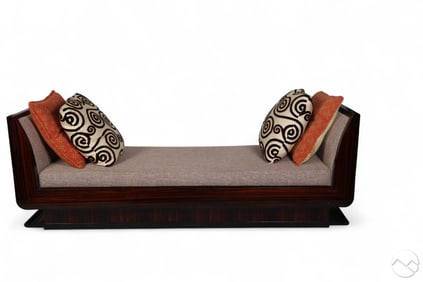 French Art Deco Macassar Cushioned Sleigh Daybed