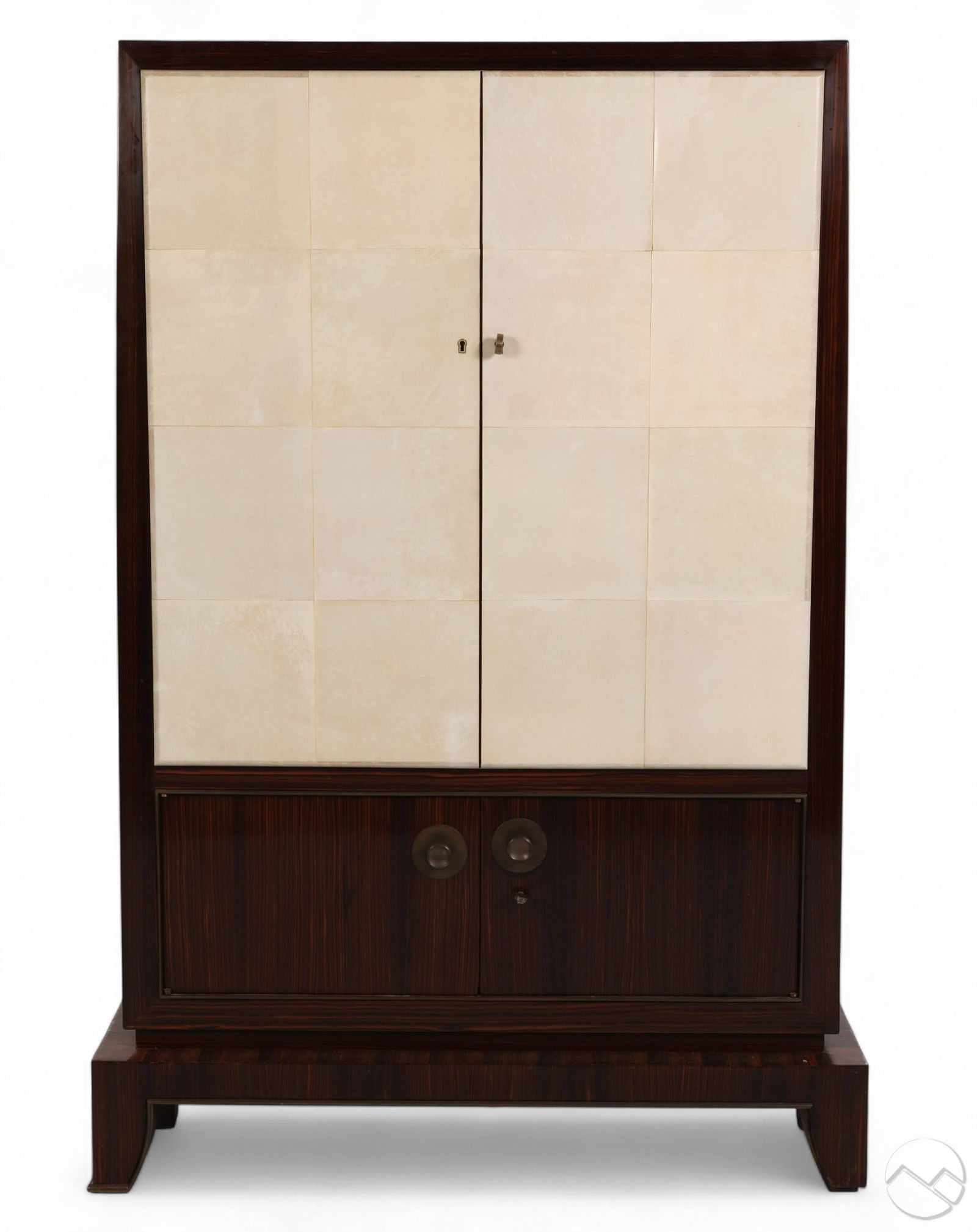 Art Deco Mixed Wood Parchment Cocktail Bar Cabinet (1 of 8)