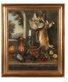 Still Life Hunting Game Trophy Oil Painting SIGNED