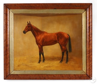 Antique Victorian Era Horse Portrait Oil Painting
