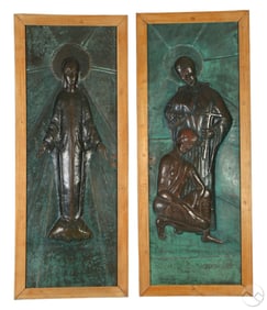 Bronze MCM Religious Relief Mary Joseph Pr Doors