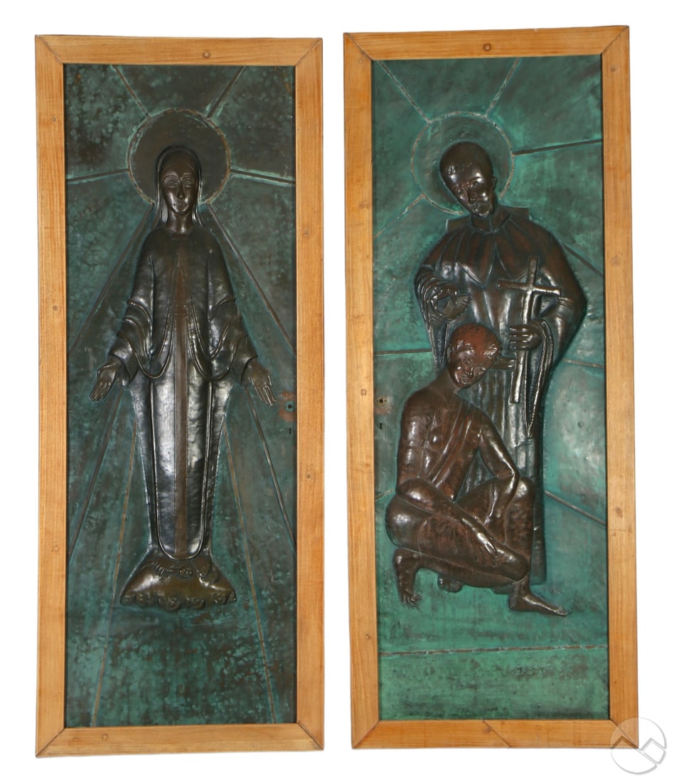 Bronze MCM Religious Relief Mary Joseph Pr Doors (1 of 9)