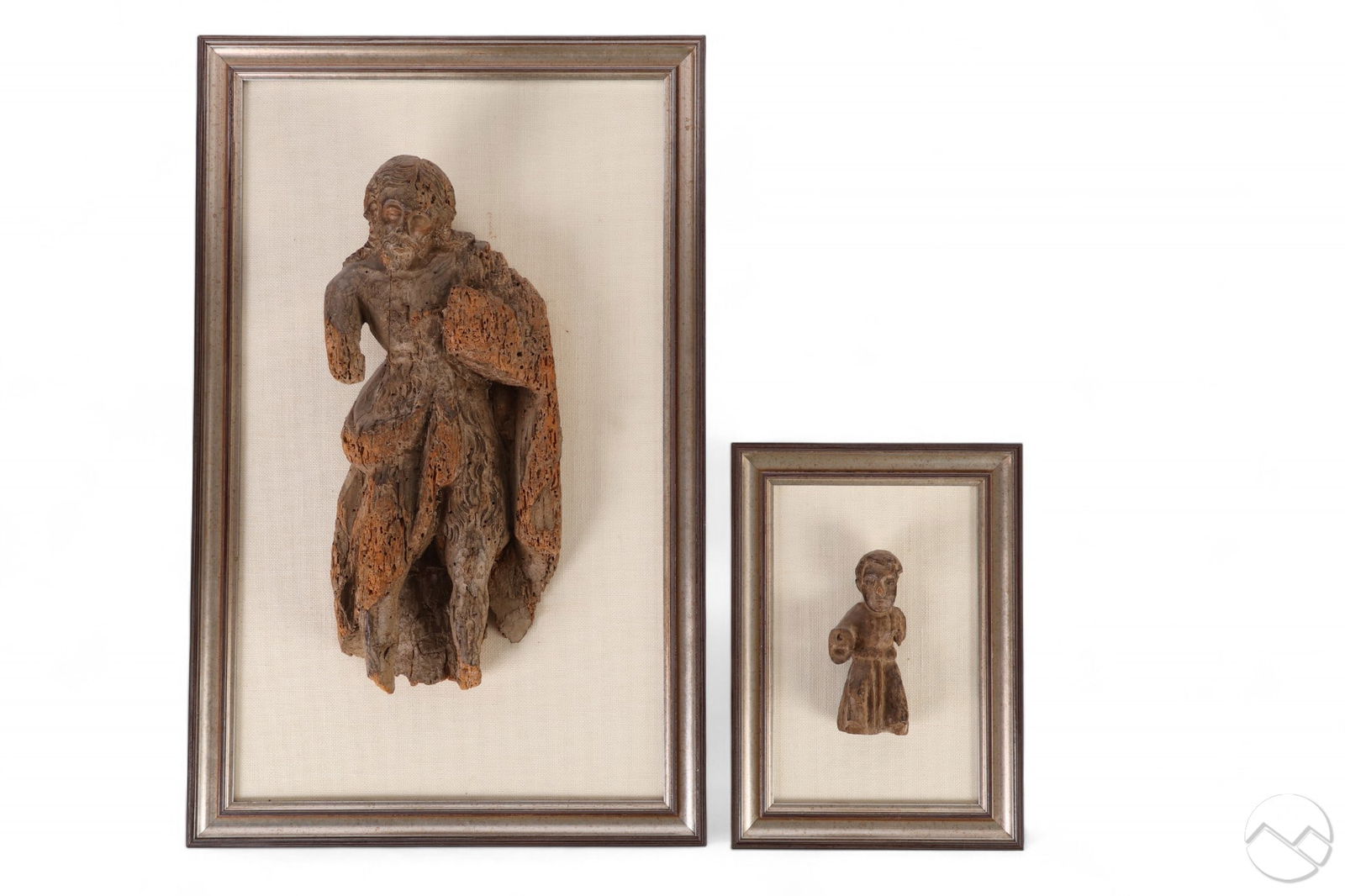 Antique Aged Wood Santos Figures in Frames 2pc LOT (1 of 7)