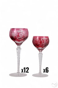 Nachtmann Traube Cranberry Hock Wine Glasses LOT