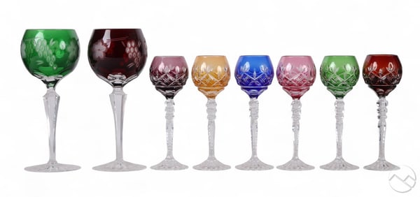 Bohemian Czech Cut Clear Crystal Stemware 8pc SET