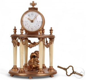 Louis XVI Style French Gilt Bronze Mantle Clock
