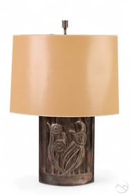 Art Deco Silver Plated Floral Relief Table Lamp
