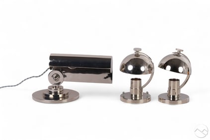 Art Deco Style Chrome Desk Lamp and Sconces LOT