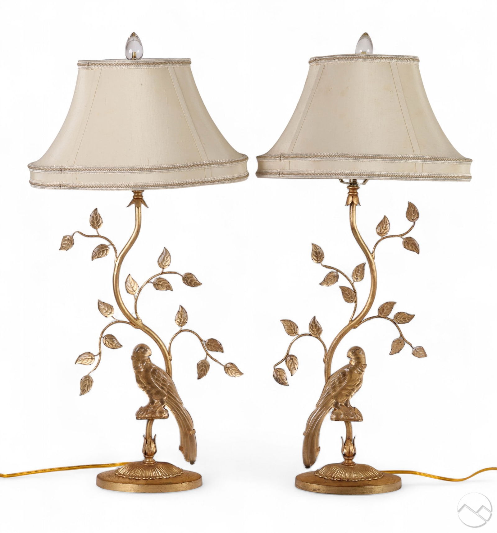 Pair Maison Bagues Style Crystal Gold Leaf Lamps (1 of 9)