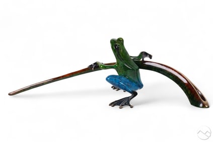 Tim FROGMAN Cotterill Bronze Augie Frog Sculpture