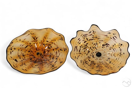 Seaform Studio Art Glass Manner of Chihuly 2pc SET