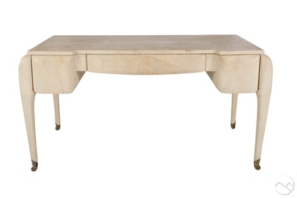Maitland Smith Art Deco Style White Shagreen Desk
