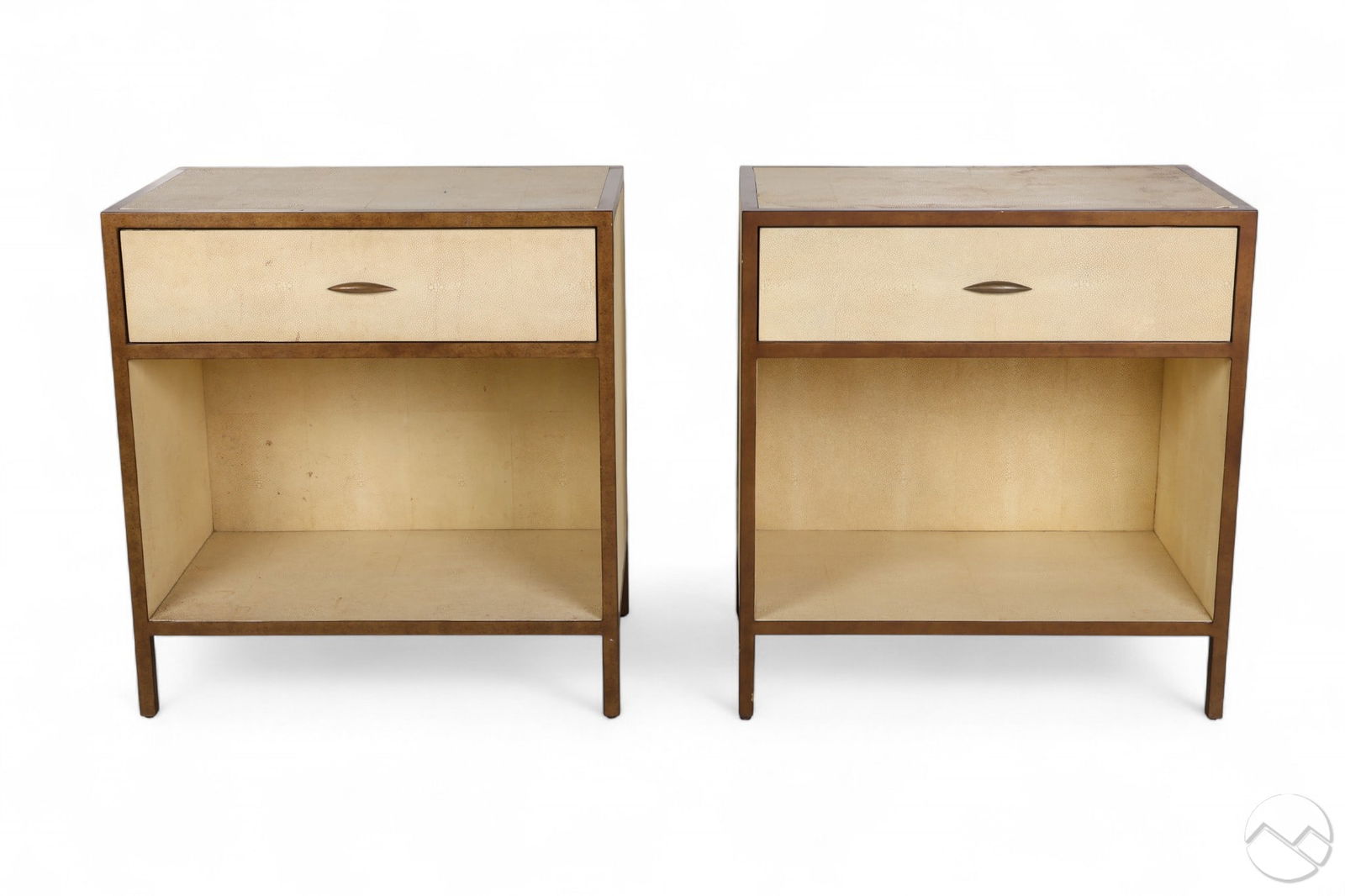 Pair of Art Deco Style White Shagreen Side Tables (1 of 7)